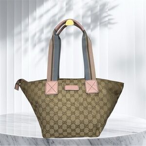 Gucci Tote GG Canvad Beige and Pink Tote Bag